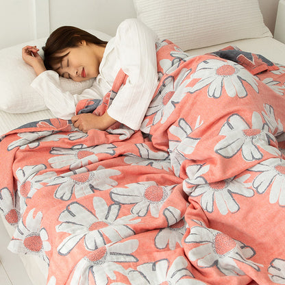 Couverture douce en coton réversible avec imprimé marguerites