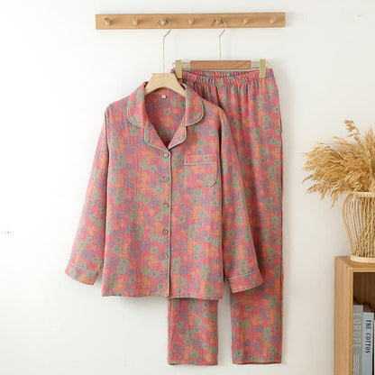 Ensemble de vêtements d'intérieur en gaze de coton à fleurs de prunier