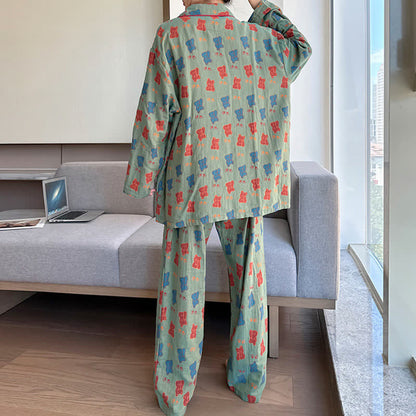 Ensemble de vêtements de détente surdimensionné en coton à imprimé ours