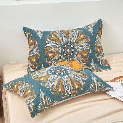 Serviette de toilette à motif floral cyan foncé (2 pièces)