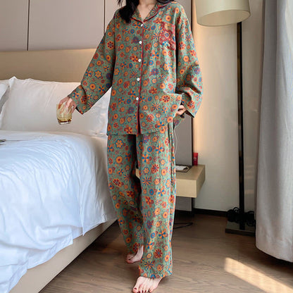 Ensemble de vêtements de détente en coton fleuri grande taille