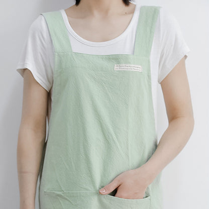 Tablier simple en coton avec dos croisé de couleur pure