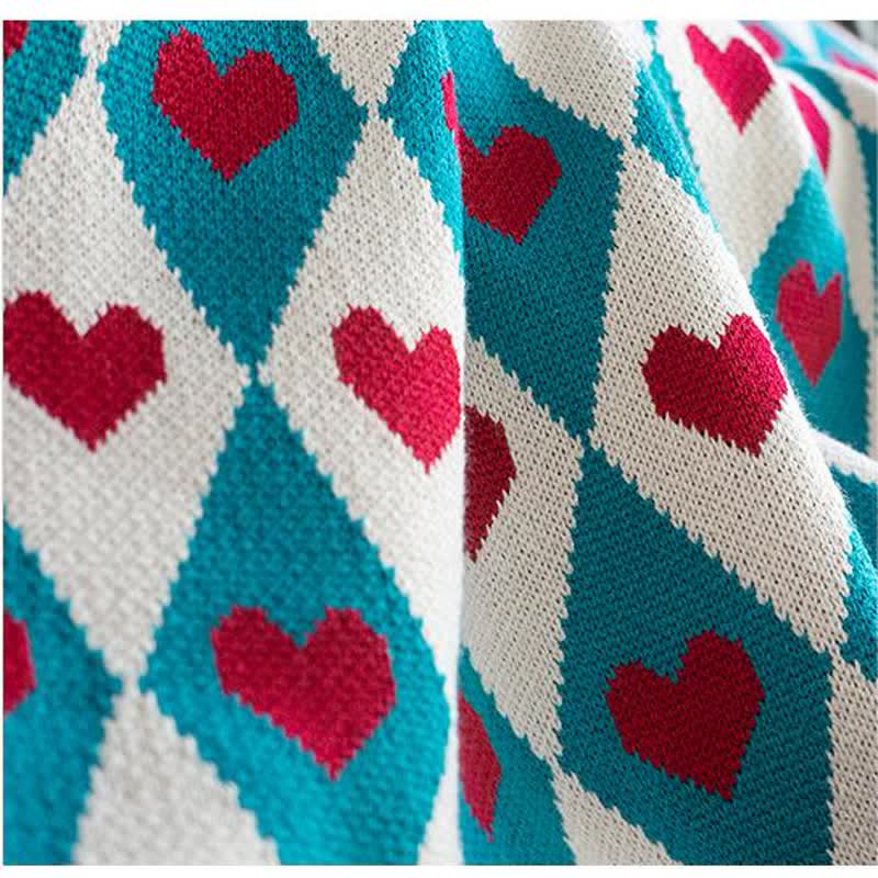 Couverture tricotée décorative Diamond & Love