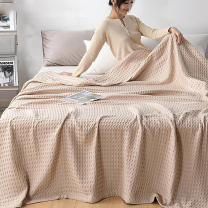 Couette réversible en coton gaufré uni