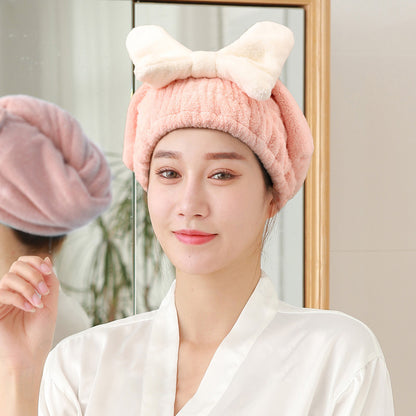 Bonnet séchant les cheveux avec nœud et élastique