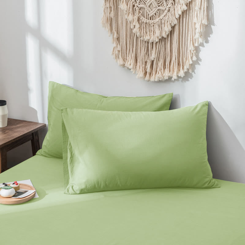 Taie d'oreiller simple en coton doux Ownkoti (lot de 2) - Vert - 48 cm x 74 cm - image 5