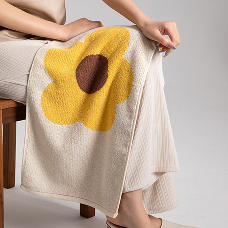 Serviette en coton respirant avec motif floral et design en blocs de couleurs