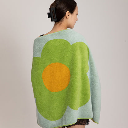 Serviette en coton respirant avec motif floral et design en blocs de couleurs