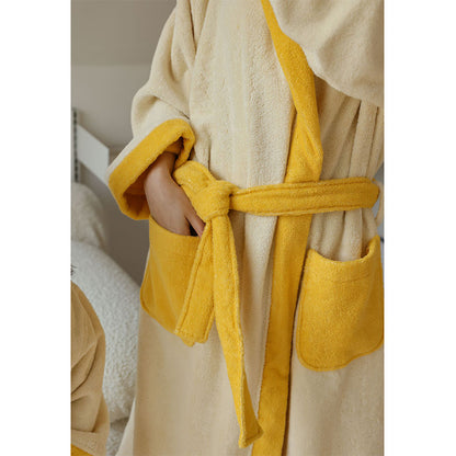 Peignoir en coton avec capuche et bloc de couleur floral