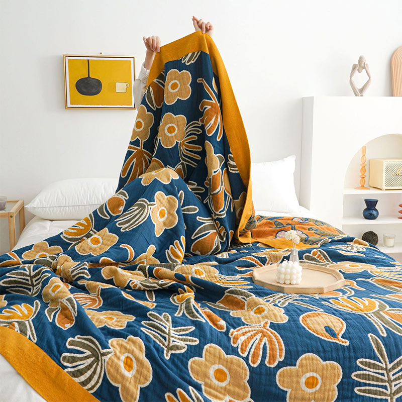 Couette double face en coton à motif floral