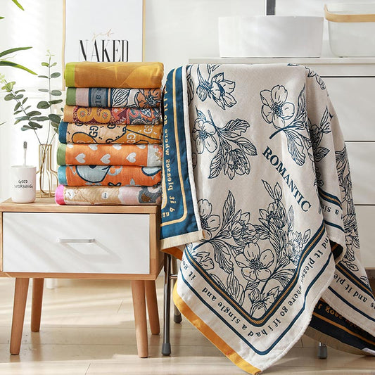 Serviette de bain réversible Ownkoti à motif floral en différentes couleurs