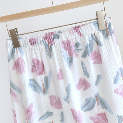 Ensemble de nuit chic en gaze de coton à motif floral
