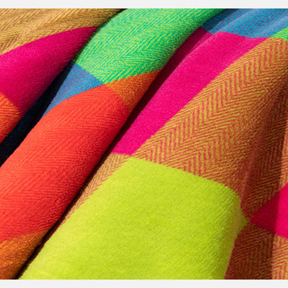Couverture épaisse Ownkoti avec motif à carreaux colorés
