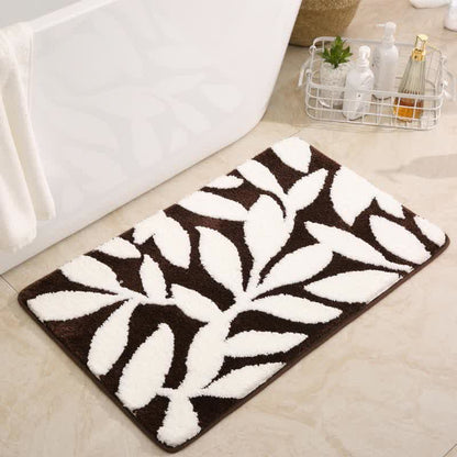 Tapis de bain doux et antidérapant avec motif de feuilles
