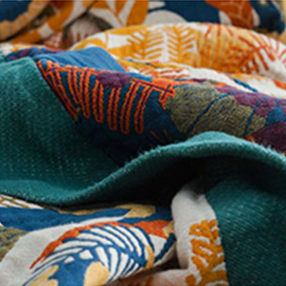 Ownkoti Couverture douce en coton réversible avec oiseaux et fleurs