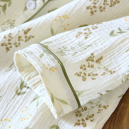 Ensemble pyjama en double gaze de coton à motif floral