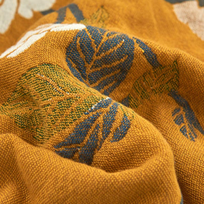 Serviette oreiller en gaze de coton à fleurs jaunes (2 pièces)
