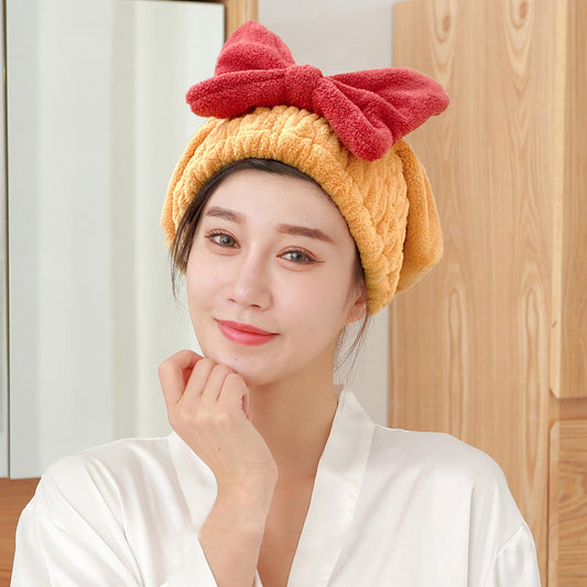 Bonnet séchant les cheveux avec nœud et élastique