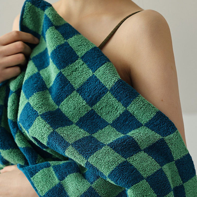Serviette en coton respirant avec motif damier rétro