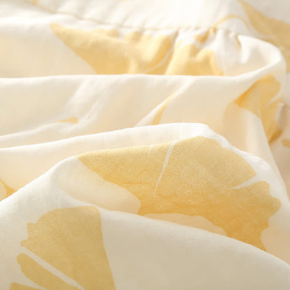 Ensemble de vêtements d'intérieur en coton avec nœud en feuille de ginkgo