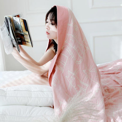 Couverture réversible en coton Ownkoti avec imprimé chat