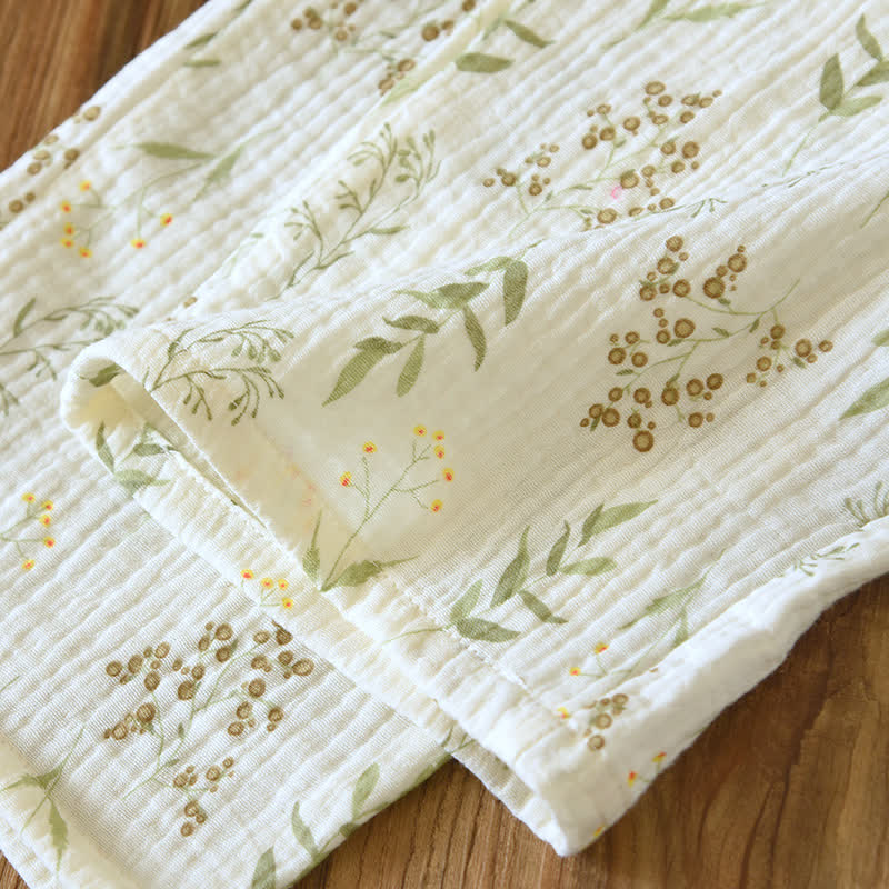 Ensemble pyjama en double gaze de coton à motif floral