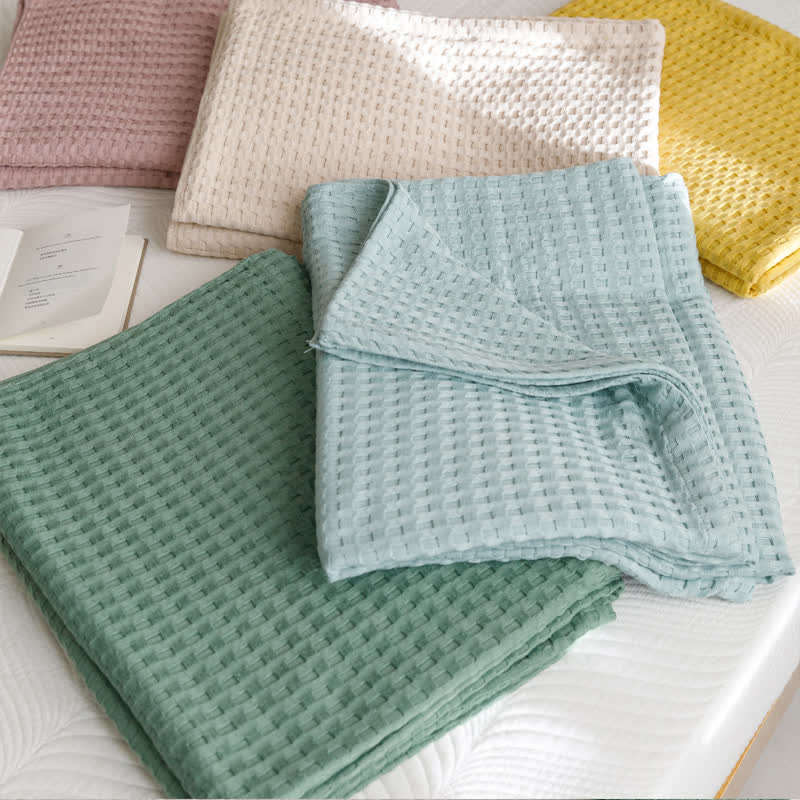Couette réversible en coton gaufré uni