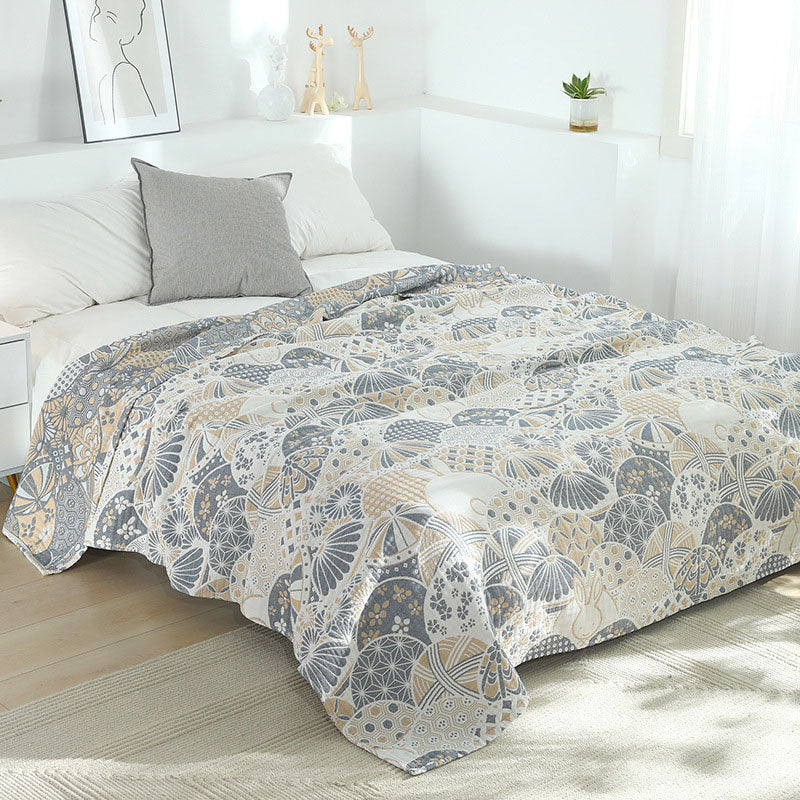 Couette réversible en coton à motif de coquille de lapin