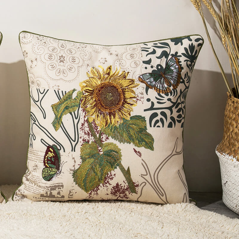 Housse de coussin florale vintage Ownkoti