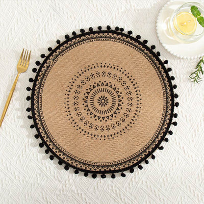 Sets de table en coton et lin tissés Ownkoti, noirs, lot de 3