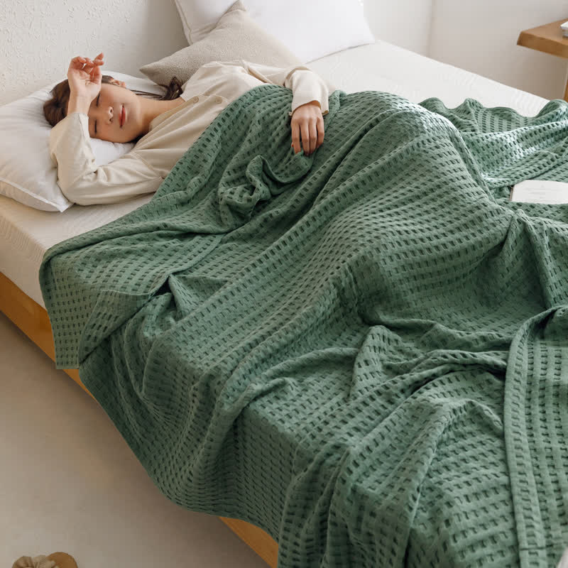Couette réversible en coton gaufré uni