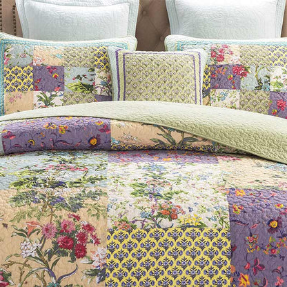 Couette patchwork bohème avec motif floral et taies d'oreiller
