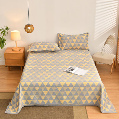 Couette en coton Ownkoti grise et jaune à motif triangulaire