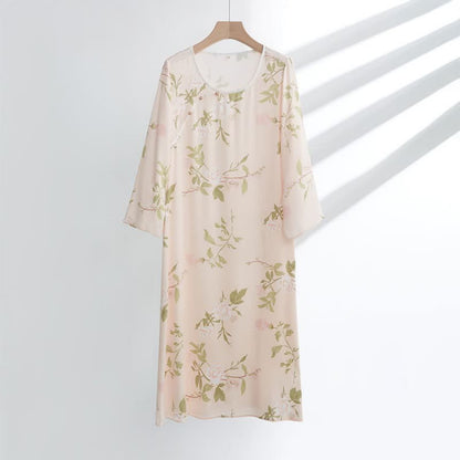 Chemise de nuit douce et respirante à motif floral rose