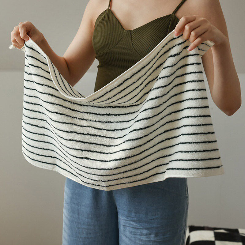 Serviette en coton respirant à rayures blanches et noires