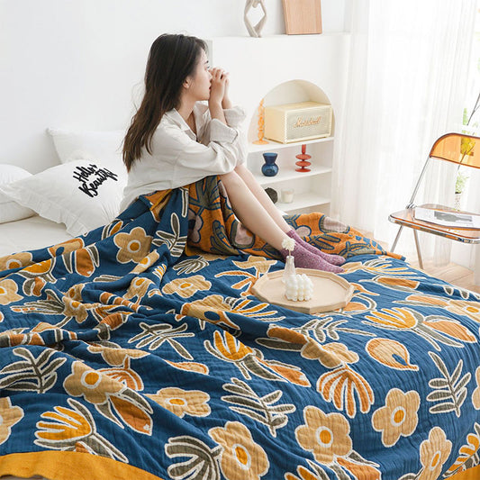 Couette double face en coton à motif floral