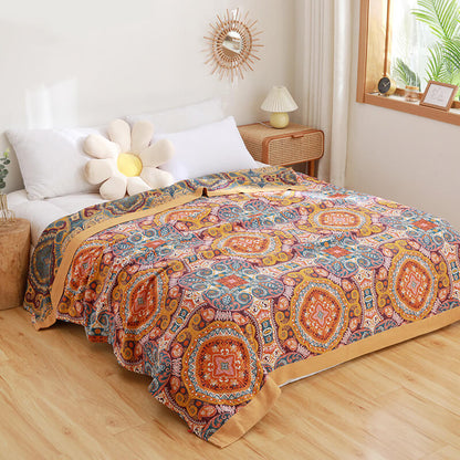Couette confortable réversible en coton orange foncé