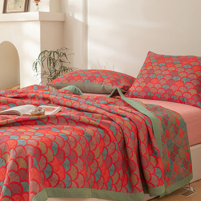 Couette réversible en coton avec des écailles de poisson brillantes