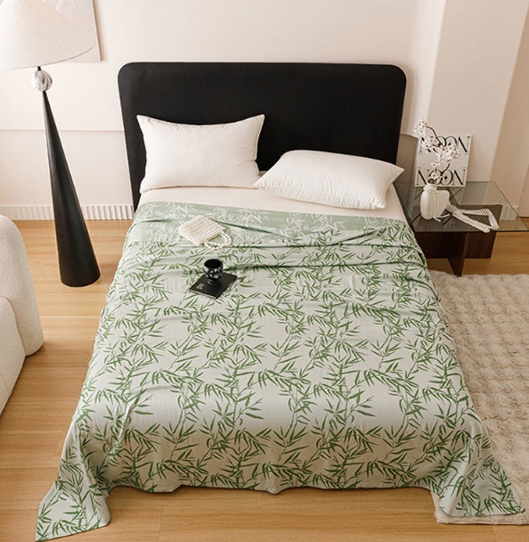 Couette en fibre de bambou Ownkoti multicolore à feuilles de bambou - Vert - Reine - image 0
