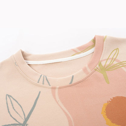 Ensemble de vêtements d'intérieur en coton à imprimé floral et feuilles