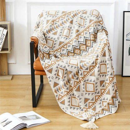 Couverture tricotée douillette Ownkoti avec motif à pompons
