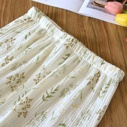 Ensemble pyjama en double gaze de coton à motif floral