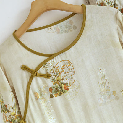 Ensemble pyjama rétro fleuri en fibre de bambou