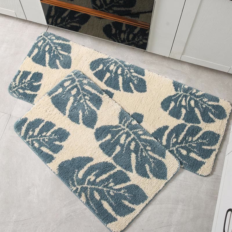 Ownkoti – Tapis de salle de bain antidérapant à motif de feuilles
