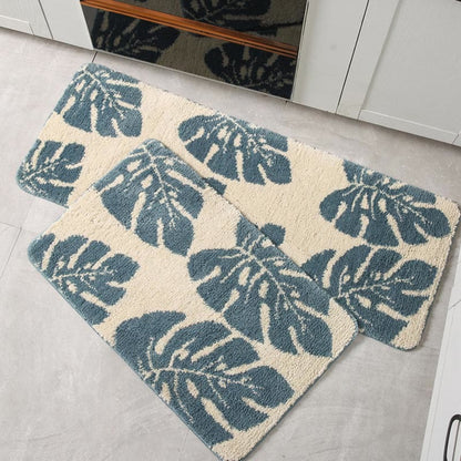 Ownkoti – Tapis de salle de bain antidérapant à motif de feuilles