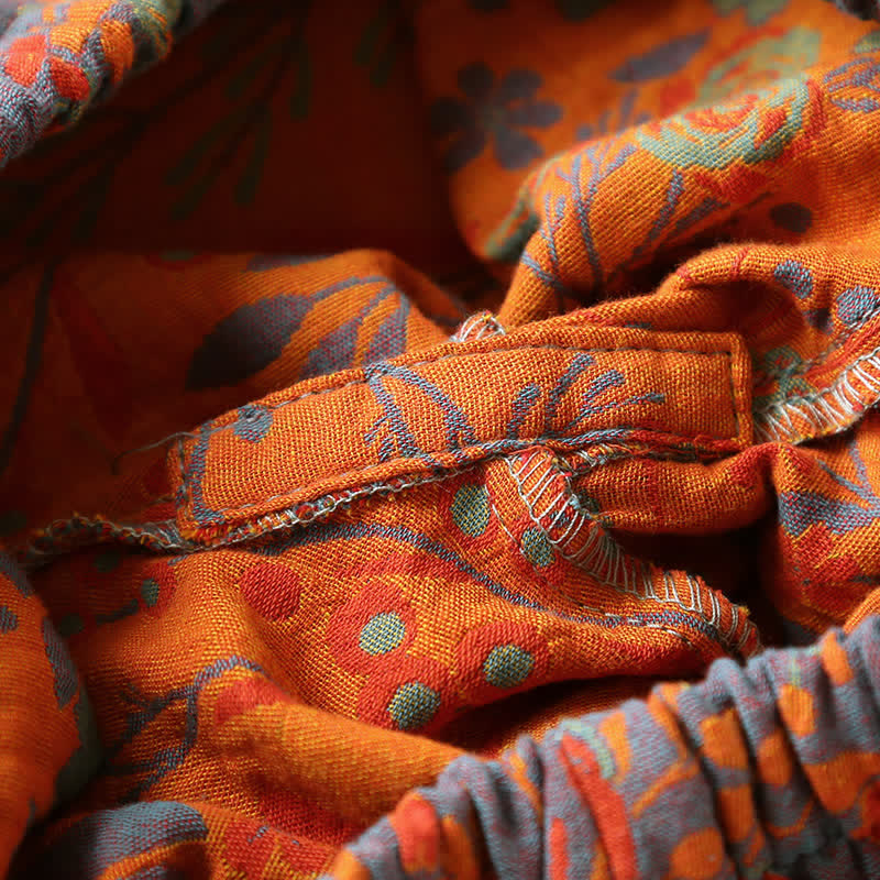 Ensemble de vêtements d'intérieur vintage en coton à motif de feuilles et revers - image 11