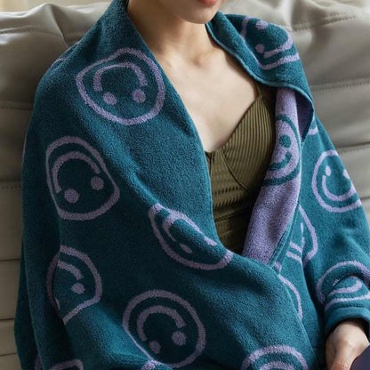 Ownkoti – Serviette en coton peigné doux avec un motif souriant