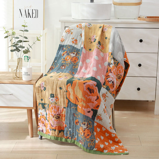 Serviette Ownkoti à imprimé rose, à carreaux, réversible, serviette de plage, serviette de bain