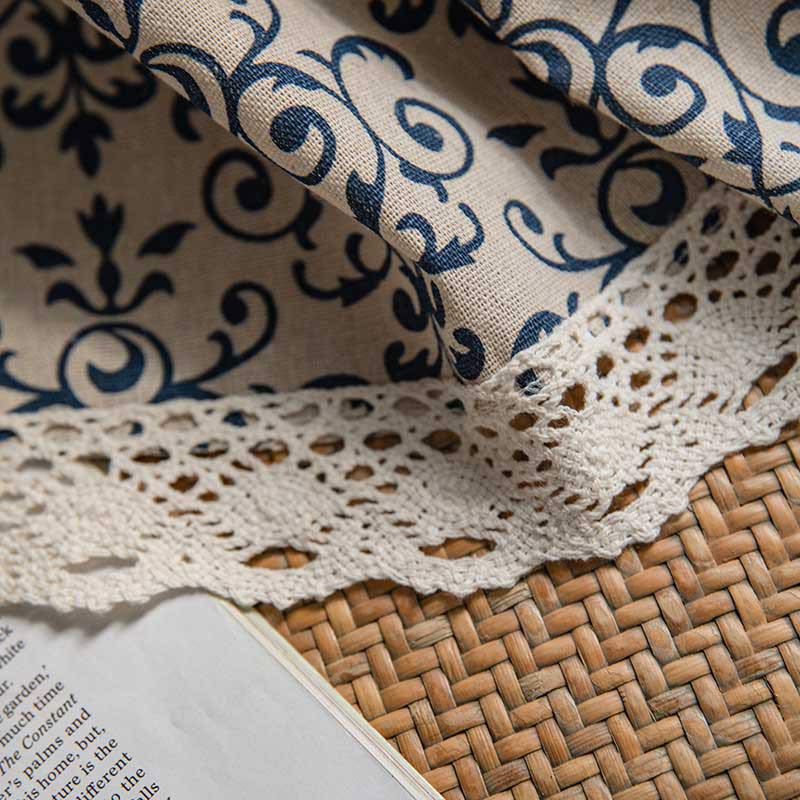 Rideau Boho Ownkoti à motif bleu, semi-occultant