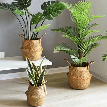 Panier en jonc de mer tissé Ownkoti, panier de rangement pour pots de fleurs (lot de 2)